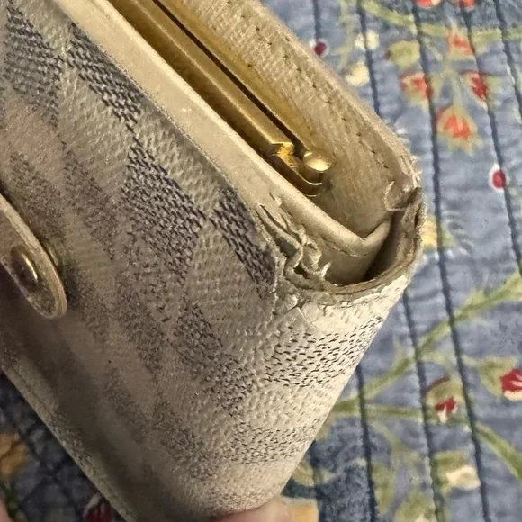 Louis Vuitton Vintage Damier Azur LV Kisslock Wallet 2007 Flawed! Authentic - Picture 3 of 13